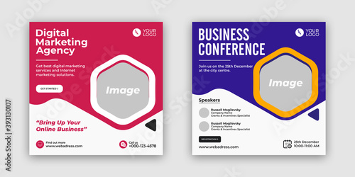 Digital marketing business webinar conference banner, corporate social media post, social media banner