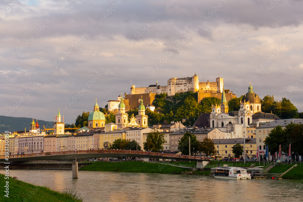 Φωτογραφία The skyline of Salzburg in Austria with the famous fortress Hohensalzburg and th