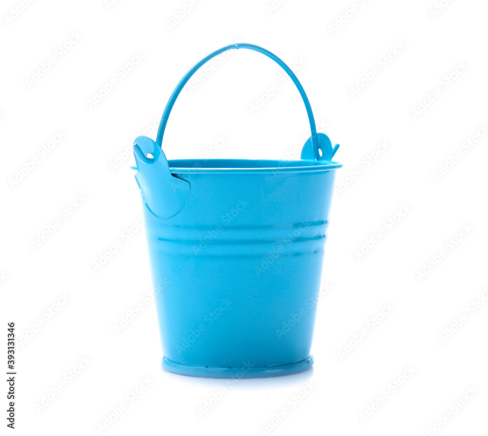 empty blue metal bucket isolated on a white background empty blue metal bucket isolated on a white background