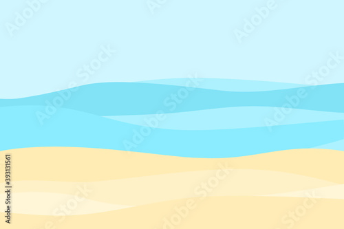 Vector cartoon style Sandy beach. Sea. Ocean surf