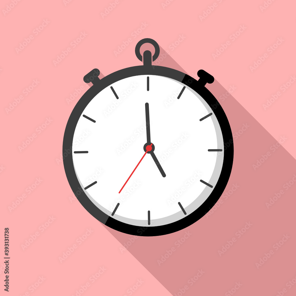 Stopwatch with long shadow isolate on pink background. Stopwatch with long shadow isolate on pink background.
