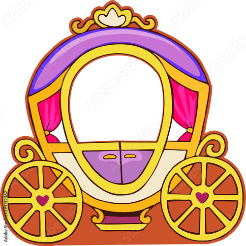 The princess's carriage drawing for a photo zone. Vector illustration