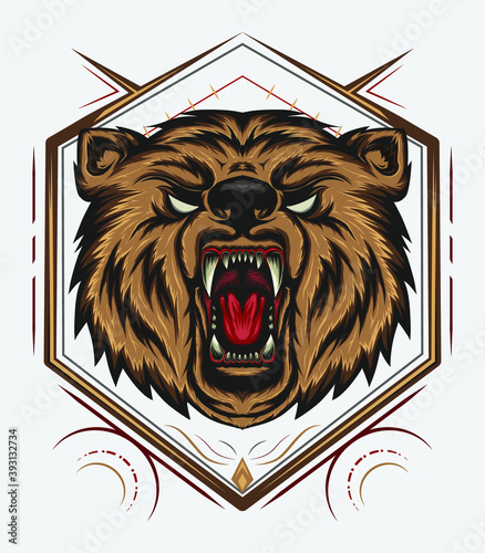 Angry bear vector logo. design for apparel, clothing design template.
