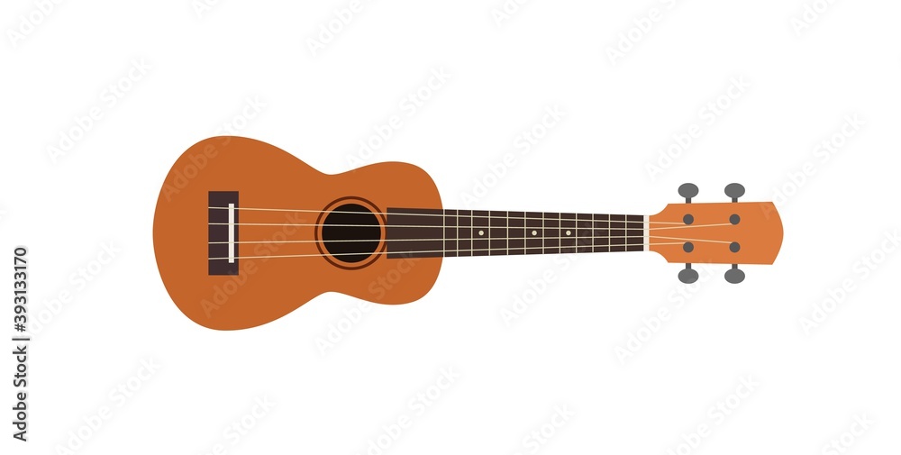 Fototapeta premium Ukulele isolated on white, musical instrument. Vector illustration