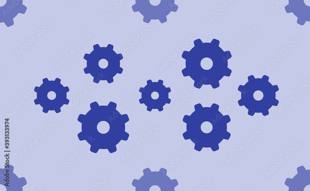 Seamless pattern of large isolated blue gear symbols. The pattern is divided by a line of elements of lighter tones. Vector illustration on light blue background Seamless pattern of large isolated blue gear symbols. The pattern is divided by a line of elements of lighter tones. Vector illustration on light blue background
