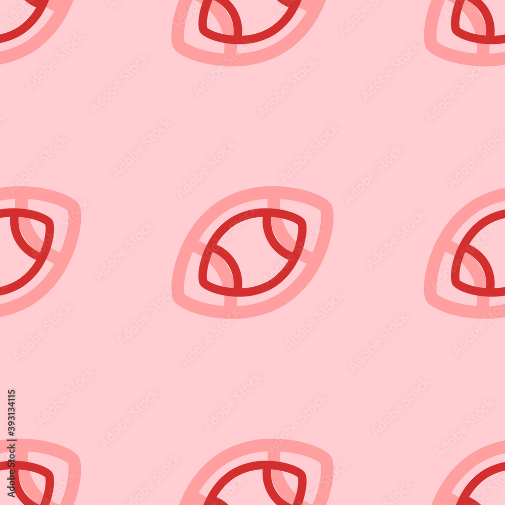 Seamless pattern of large isolated red rugby symbols. The elements are evenly spaced. Vector illustration on light red background Seamless pattern of large isolated red rugby symbols. The elements are evenly spaced. Vector illustration on light red background