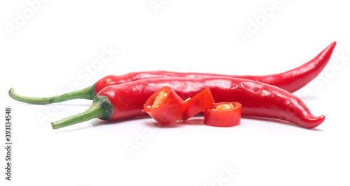 red chili pepper on white background