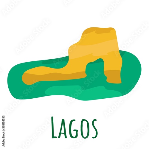 Flat style the most beautiful beach, symbol of Lagos. Landmark icon for travelers. Vector illustration isolated on white background