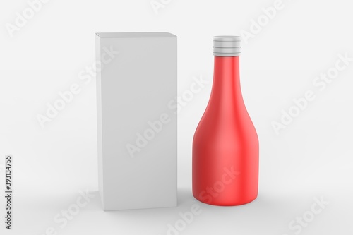 Mock up for design of packing cosmetics, pharmaceutical, or container for pills, capsules or syrup. slim bottle with box. 3d illustration 