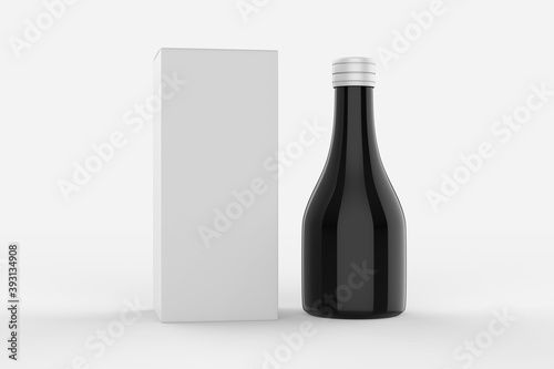 Mock up for design of packing cosmetics, pharmaceutical, or container for pills, capsules or syrup. slim bottle with box. 3d illustration 