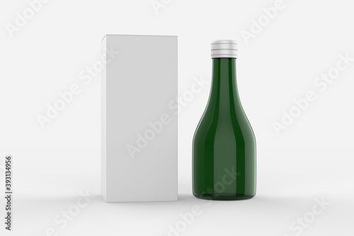 Mock up for design of packing cosmetics, pharmaceutical, or container for pills, capsules or syrup. slim bottle with box. 3d illustration 