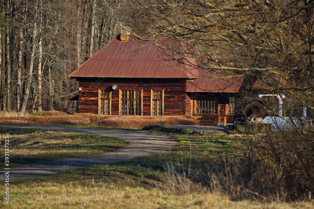 Obraz premium The building of the Yaropoletskaya hydroelectric power station named after Lenin, Moscow region of Russia.