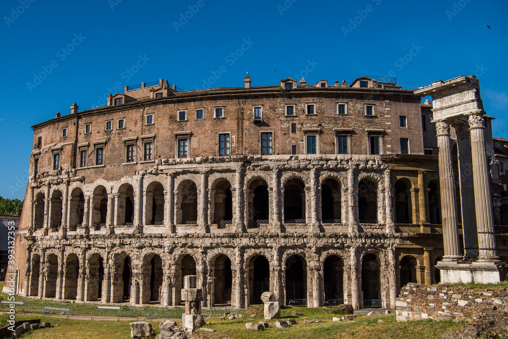 Architecture of old Rome on a bright sunny day