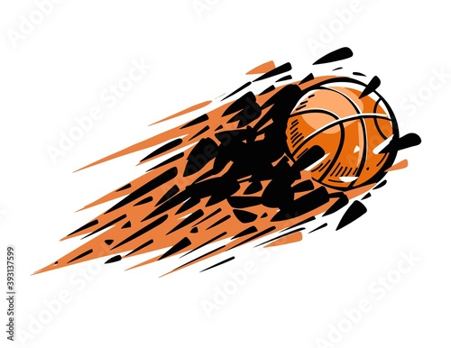 Basketball emblem, ball, sketch vector illustration