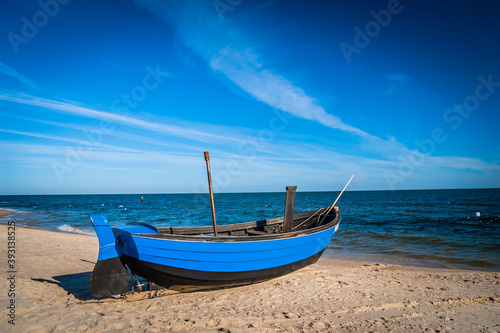 Traditional fishing boat and equipment at the coast of the Baltic Sea, Germany © hardyuno