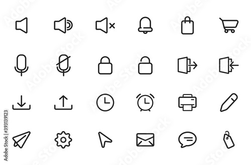 set of linear icons for websites, social networks, shops and media, isolated on white background. Vector illustration EPS 10