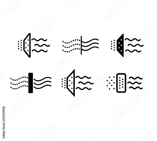 Air filter icon set. Solid Particle Filter set. air filter effect black symbol vector .Trend style. Vector stock