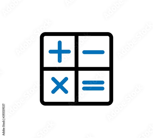 Calculator vector icon on white background. Line style