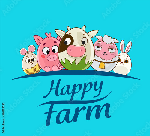 set of cartoon farm animals
