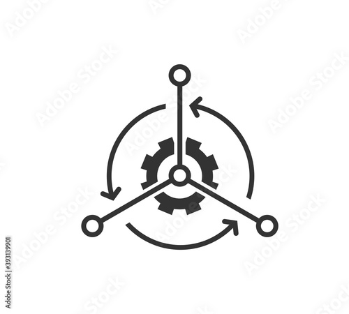 risk management icon. Access, control, identify, review network symbolizing the concept of risk analysis. Vector icon
