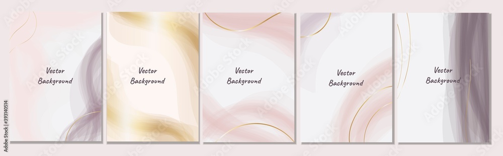 Fototapeta premium Set of vector abstract backgrounds with copy space for text. Design for social media, story, card, invitation, feed post. Modern style