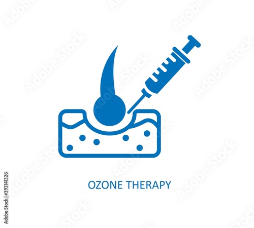 Ozone therapy line icon. Hair follicle, injection, syringe. Beauty care concept. Vector illustration can be used for topics like hair loss, alopecia, treatment