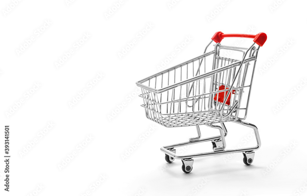 Shopping cart on white background