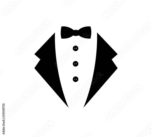 Symbol service dinner jacket bow. Tuxedo concept. Tux sign Butler gentleman idea