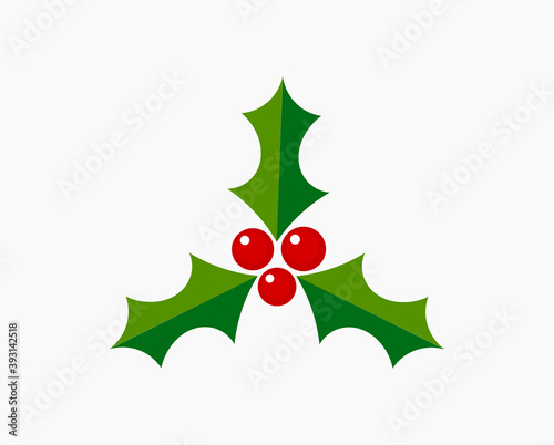Christmas plant holly berries leaves symbol.