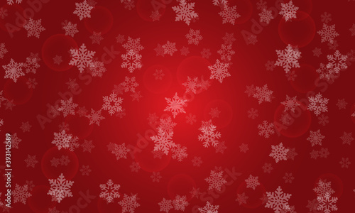 Abstract christmas snow flakes on red background.