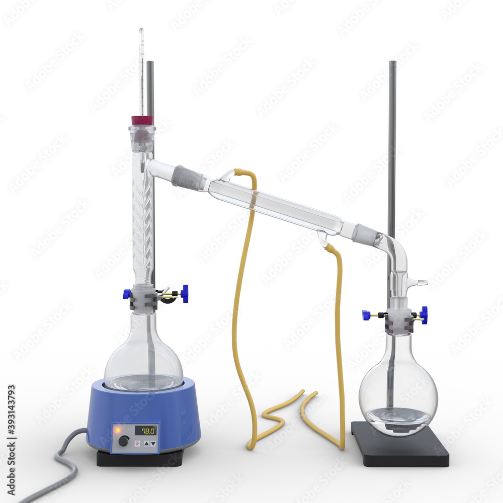 3d rendering of a fractionaldistillation of a mixture using a
