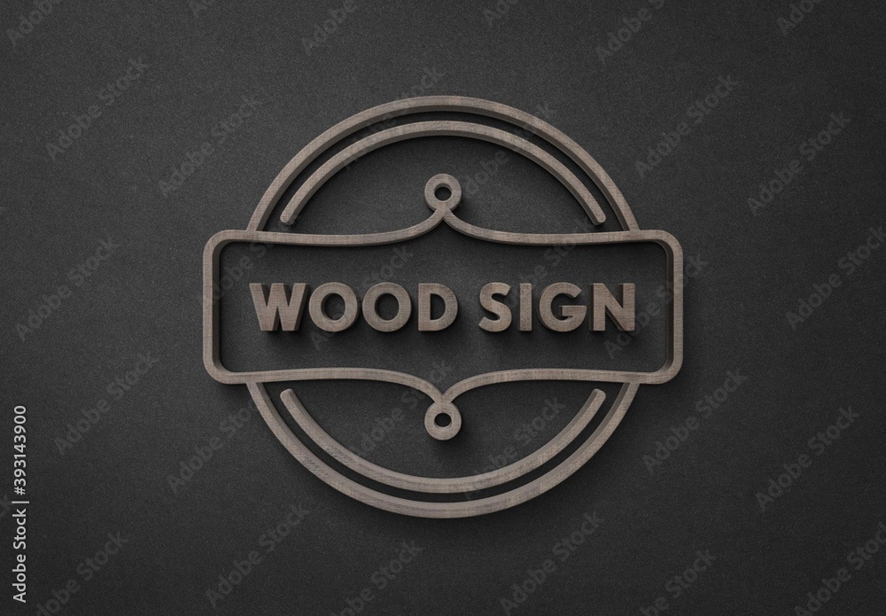 Elegant 3D Wood Sign Logo Mockup Stock Template Adobe Stock