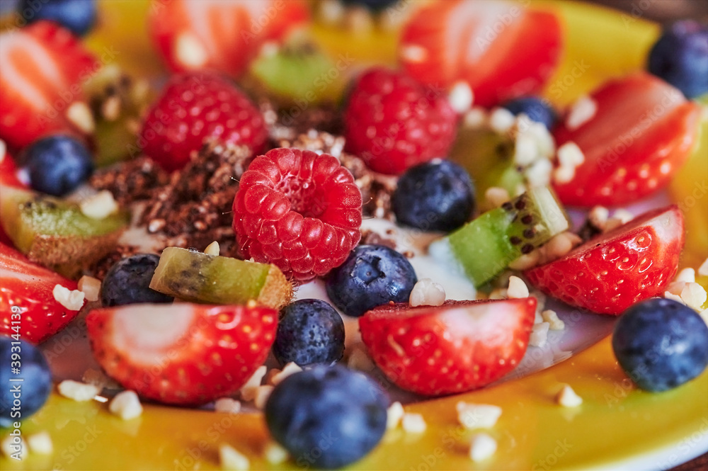 Various and colorful fruits as a healthy and vegan snack. Various and colorful fruits as a healthy and vegan snack.