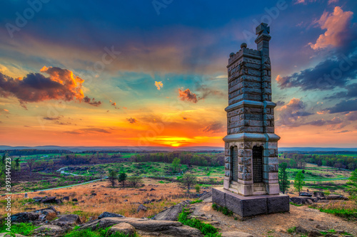 Sunset scenery from Little Round Top in Gettysburg, Pennsylvania photo