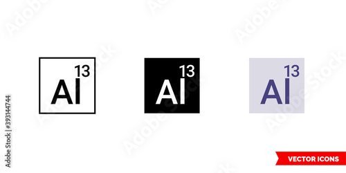 Aluminium icon of 3 types color, black and white, outline. Isolated vector sign symbol.