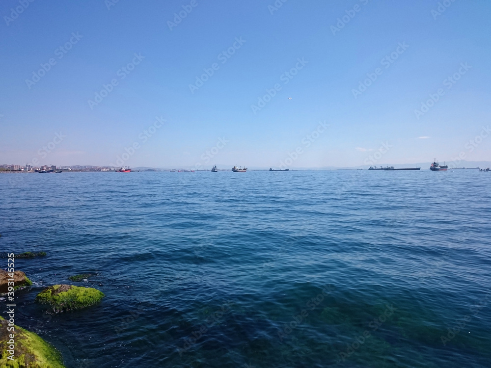 view of the sea from the port