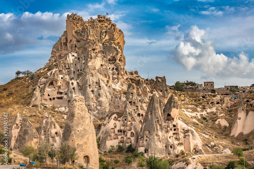 Uchisar natural rock castle and town, Cappadocia, Central Anatolia, Turkey