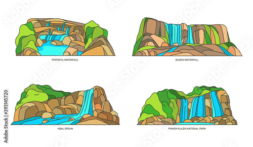 Cambodia landmarks or nature landscapes set