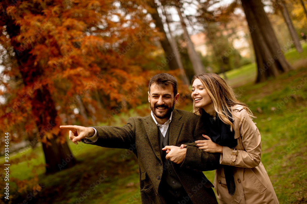 Young couple in the autumn park Young couple in the autumn park