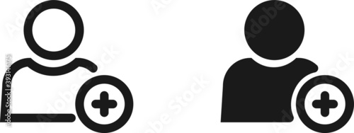 Add user icon. Add user male icon, outline vector sign, Member with plus symbol, logo illustration. Editable stroke