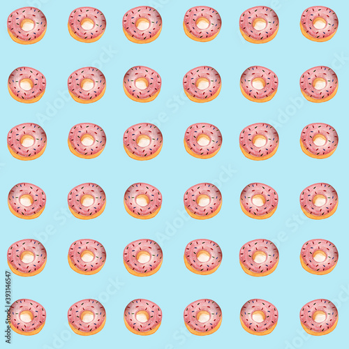 watercolor donuts illustration seamless pattern
