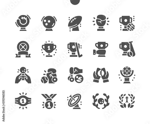 Sport trophy. Sport challenge. Trophy cup. Champion trophy, golden cup, sport award. Winner prize, champions. Vector Solid Icons. Simple Pictogram