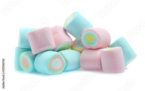 colorful marshmallows candy isolated on white background