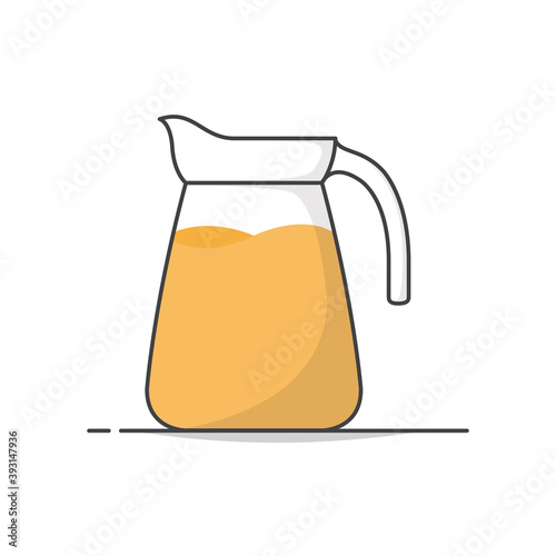 Glass Jug Of Fresh Juice Vector Icon Illustration. Pitcher With Juice Flat Icon