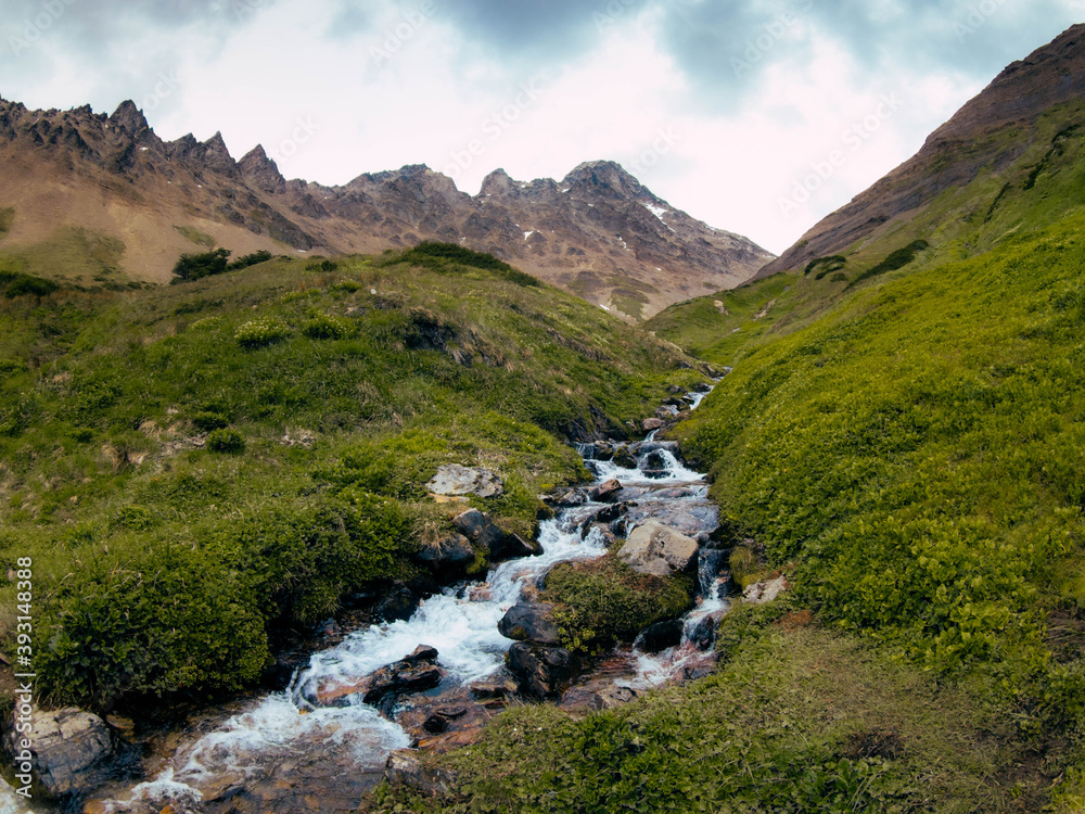 landscape with river Tierra del Fuego Ushuaia Argentina