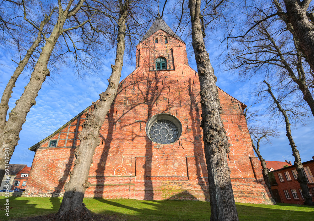 Historic town church of Gadebusch St. Jakob and St. Dionysius, build in red brick architecture in northwestern Mecklenburg, Germany