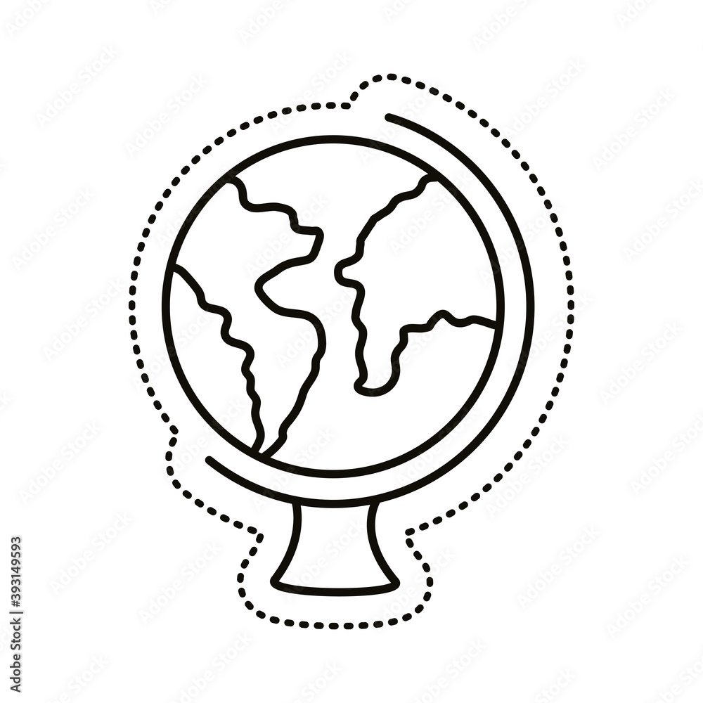 world planet earth sticker line style icon world planet earth sticker line style icon
