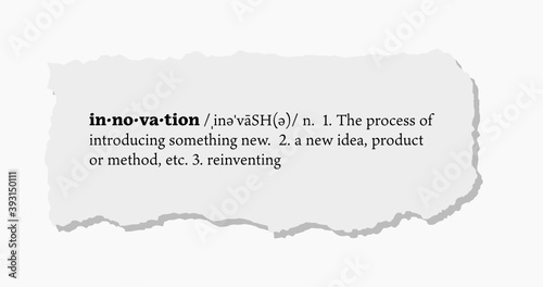 Innovation Definition on a Torn Piece of Paper  photo