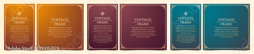 高級感のある　フレームデザイン　テンプレートセット　ラグジュアリー　ゴージャス　ビンテージ　アンティーク	
