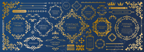 高級感のある　フレームデザイン　テンプレートセット　ラグジュアリー　ゴージャス　ビンテージ　アンティーク	
